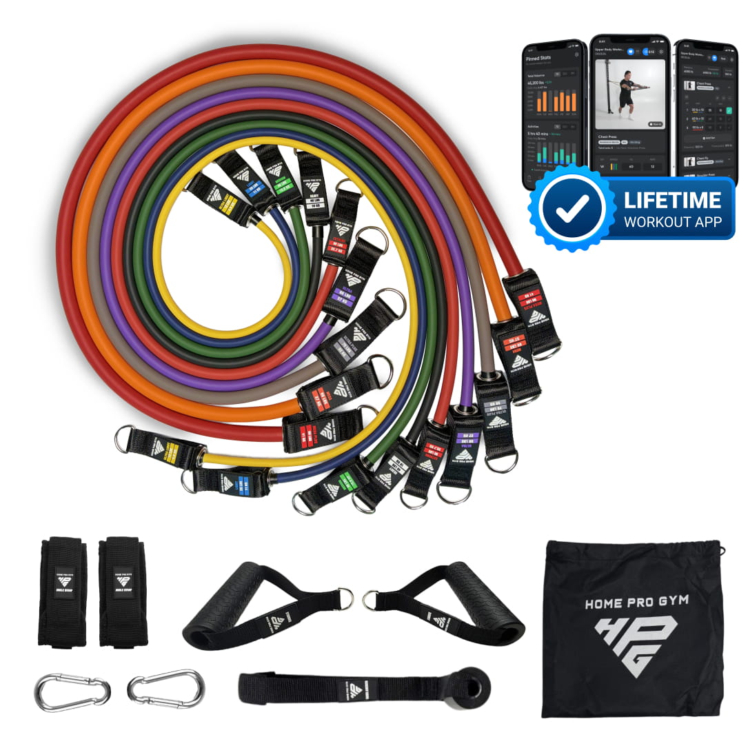 HomeProGym PowerTube Stackable Resistance Bands Mega Set with Supafit App Lifetime Access