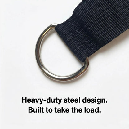 Close-up of the heavy-duty steel D-ring on the LiteRope Foldable Tricep Rope