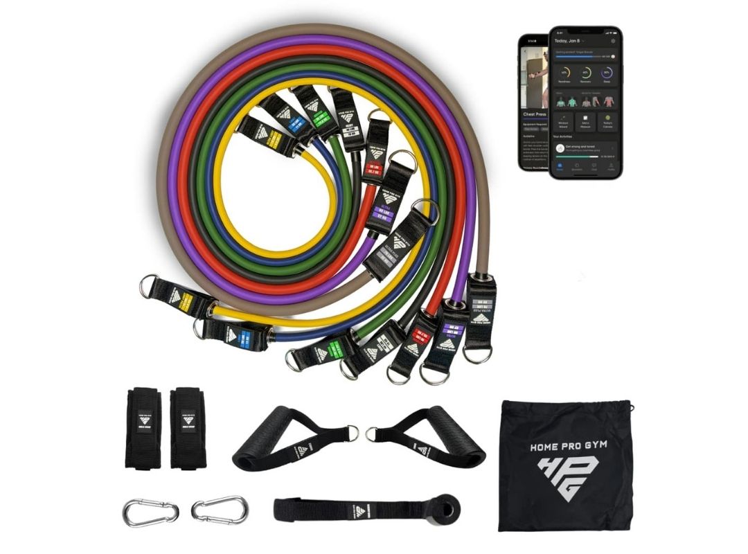 HomeProGym Ultra Set - 7 resistance bands from 10 to 70 lbs