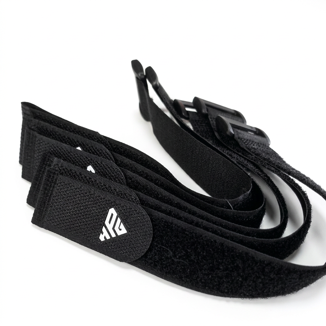 All five Clinch Band Storage Straps from the 5-pack laid out on white