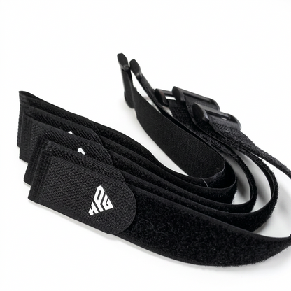 All five Clinch Band Storage Straps from the 5-pack laid out on white