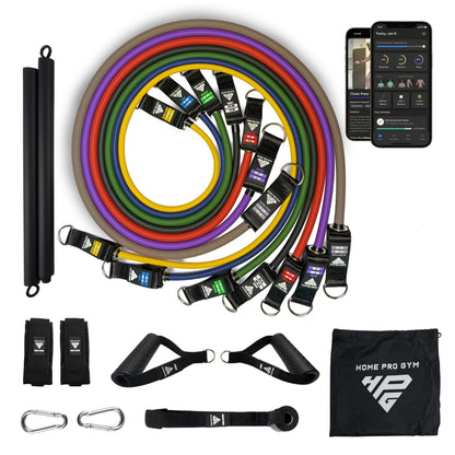 HomeProGym PowerTube Stackable Bands Ultra Set with Bar and Supafit App