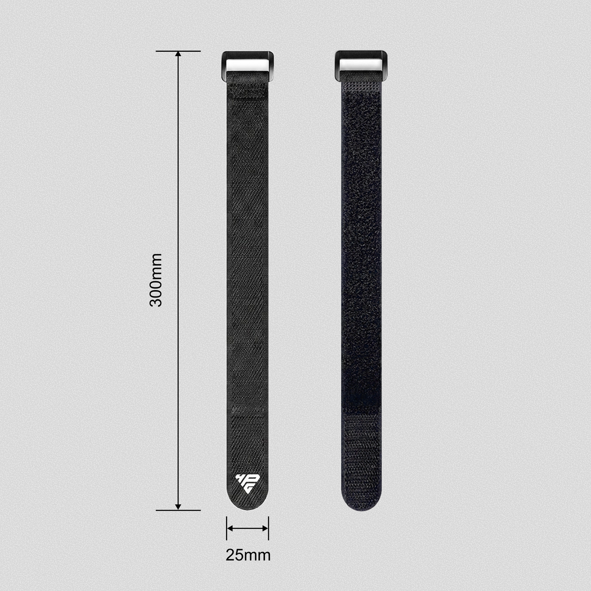 Clinch Band Storage Strap dimension drawing: 300 mm long, 25 mm wide.