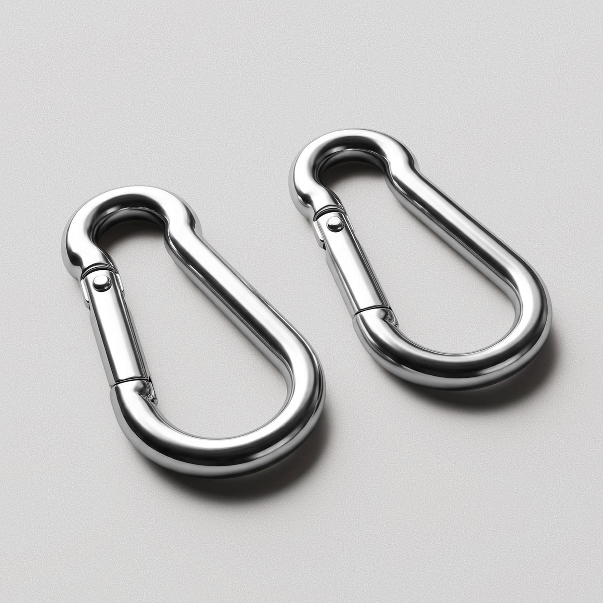 HomeProGym Extra Carabiners: two polished steel spring-gate carabiners.