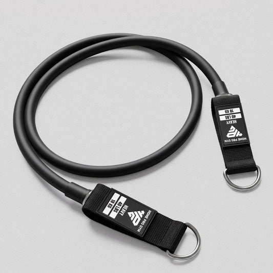 HomeProGym Heavy 40 lb (18 kg) black tube resistance band with handles at both ends.