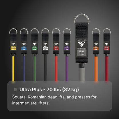 Ultra Plus, 70 lbs (32 kg): squats, Romanian deadlifts, and presses for intermediate lifters.