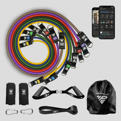 HomeProGym Ultra Set: 7 tube resistance bands with handles, stacking to 280 lb.