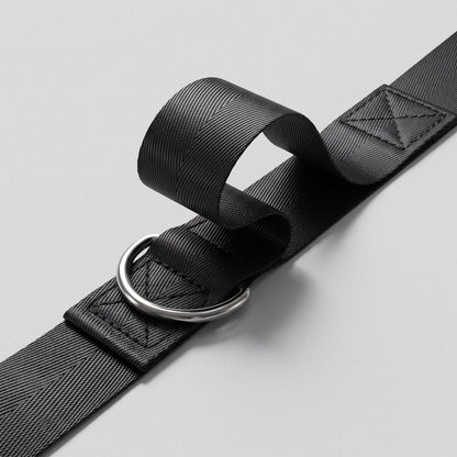 Stitched loop and steel D-ring on the Ultra Door Anchor where a carabiner clips in.