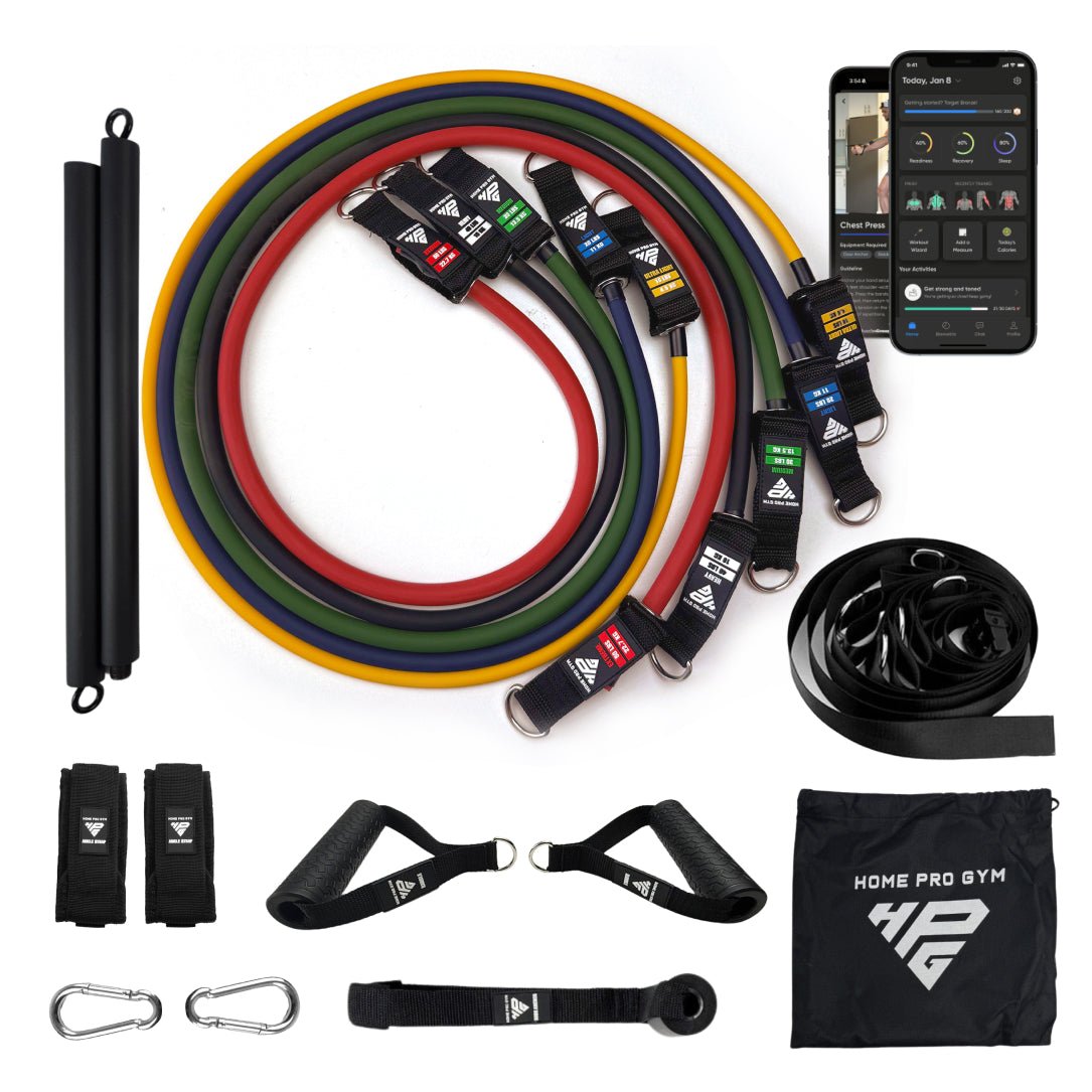 PowerTube Stackable 450lbs Band Set + Bar & Ultra Door Anchor – Labor Day Special - HomeProGym